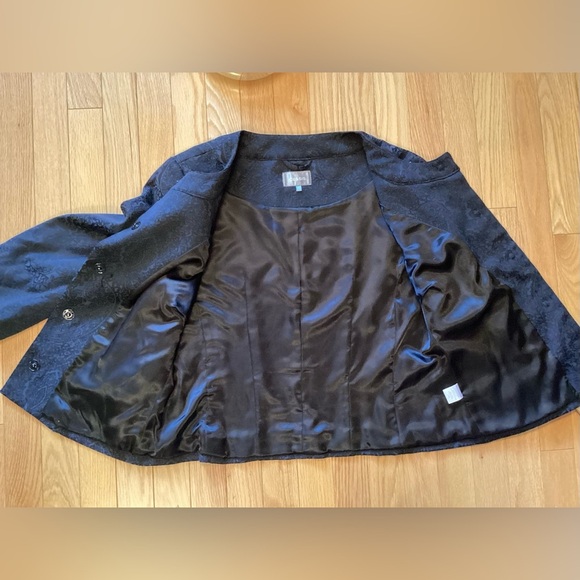 Cassis Navy Blue and Black Jacquard Print Suit Jacket, Size 8 - Picture 10 of 16